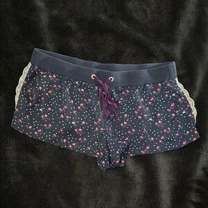 Juicy Couture Navy Floral Lace-Trim Sleep Shorts